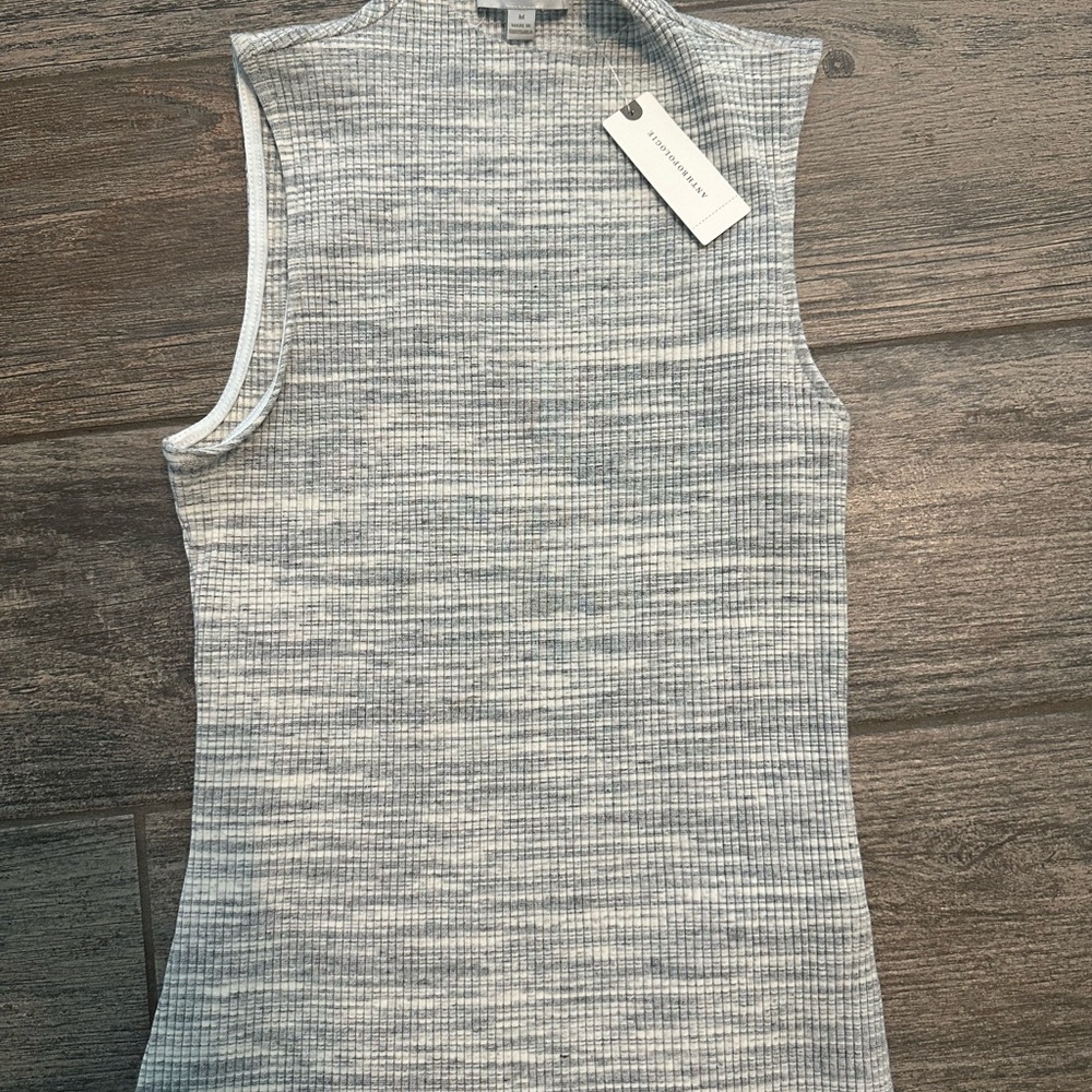 Anthropologie Black and White Ribbed Tank Top